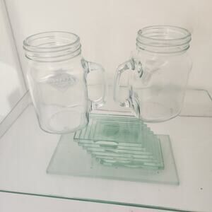 Set of 2 Collectable Tabasco Mason Jar Cup's with Handles